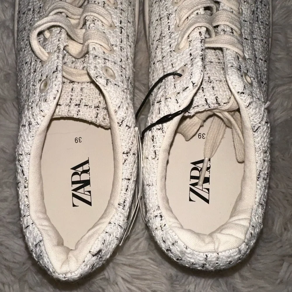ZARA sneakers size 8. Plaid design sneakers. Beige color. New never worn. W/tags